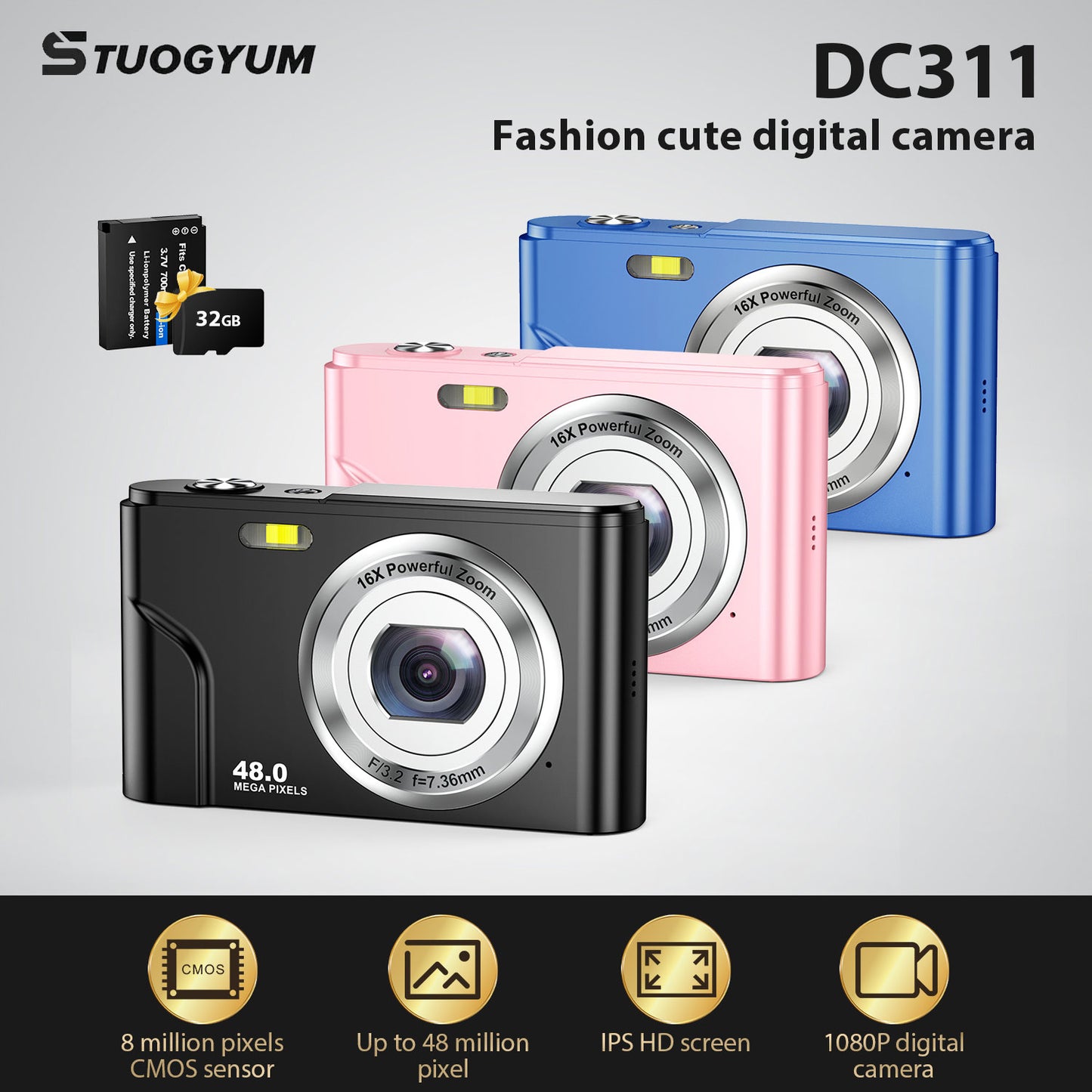 Mini High - Definition Digital Video Selfie Camera for Children's Photography Toys