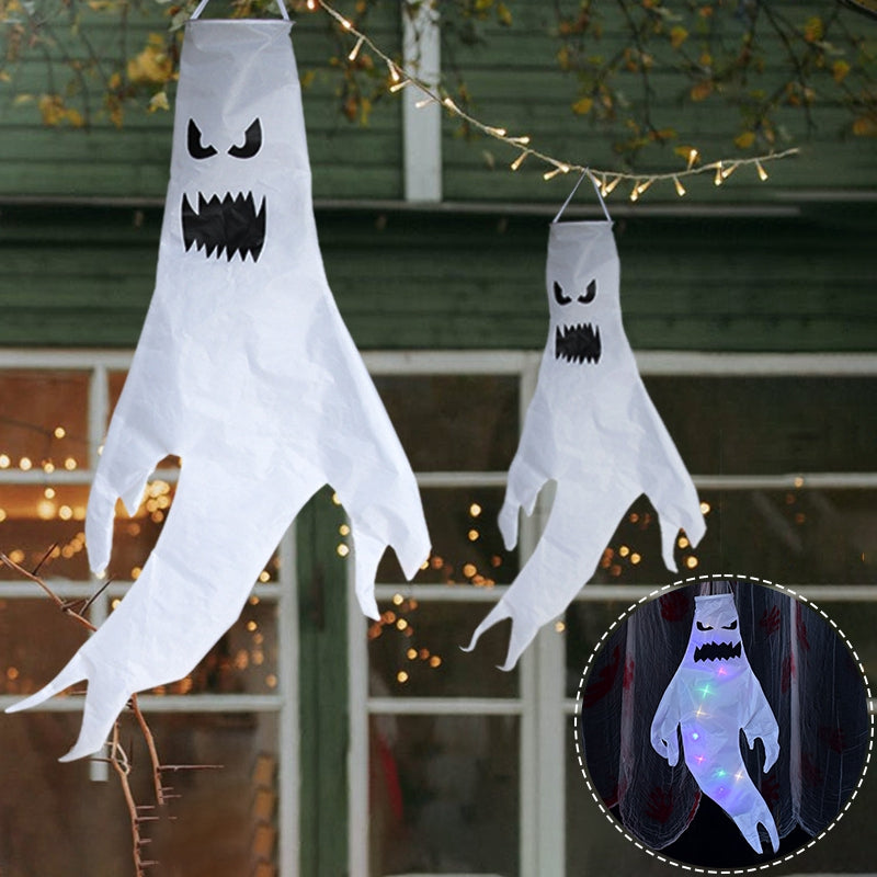 Halloween Hanging Decorations Scary Ghost Windsock DIY Emoticons Glow Ghost Lights Day of The Dead Halloween Horror Props