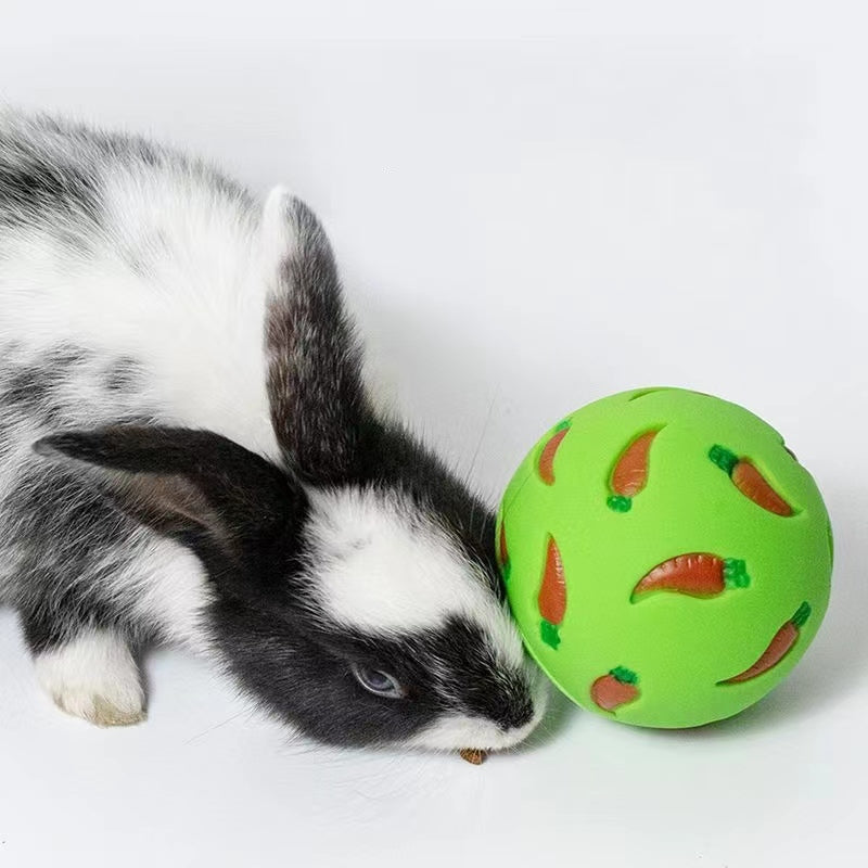 Multi-Color Rabbit Treat Ball • Pet Slow Feeder Interactive Toy Chew-Resistant Treat Dispensing Ball for Rabbits, Ferrets, Kittens, Guinea Pigs & Cats