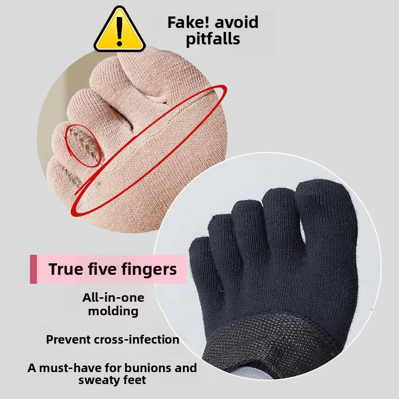 Women's Yoga Socks Spring Summer Five-Fingered Gym Fitness Anti-Slip Shock-Absorption Pilates Boat Socks Indoor Sports