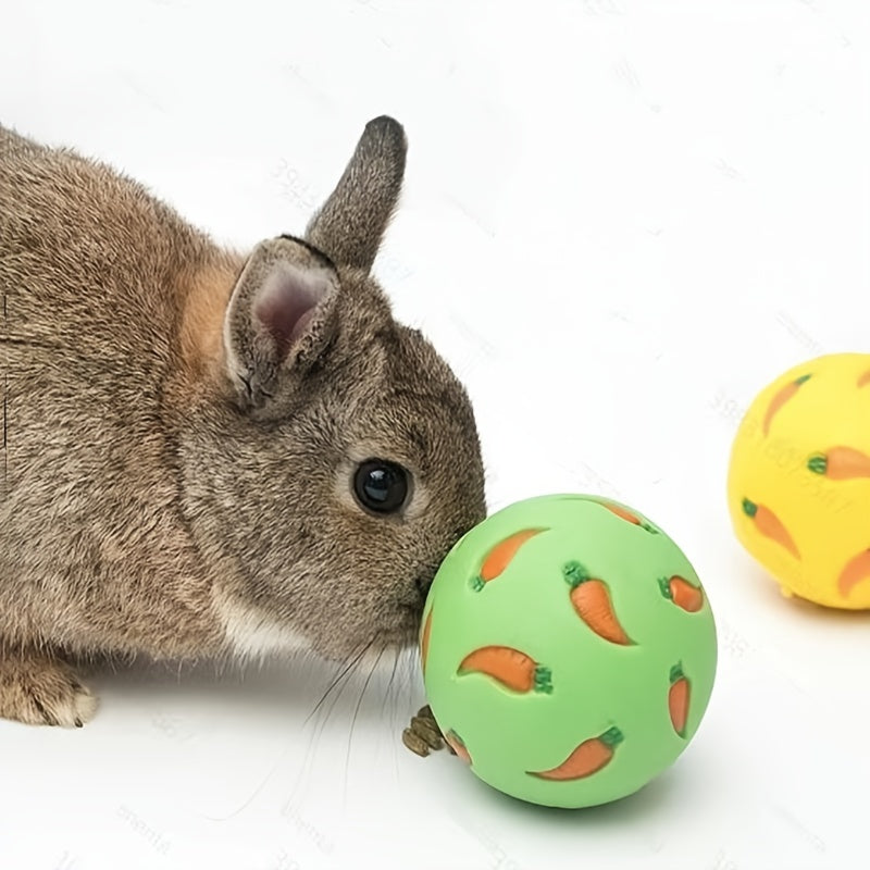 Multi-Color Rabbit Treat Ball • Pet Slow Feeder Interactive Toy Chew-Resistant Treat Dispensing Ball for Rabbits, Ferrets, Kittens, Guinea Pigs & Cats