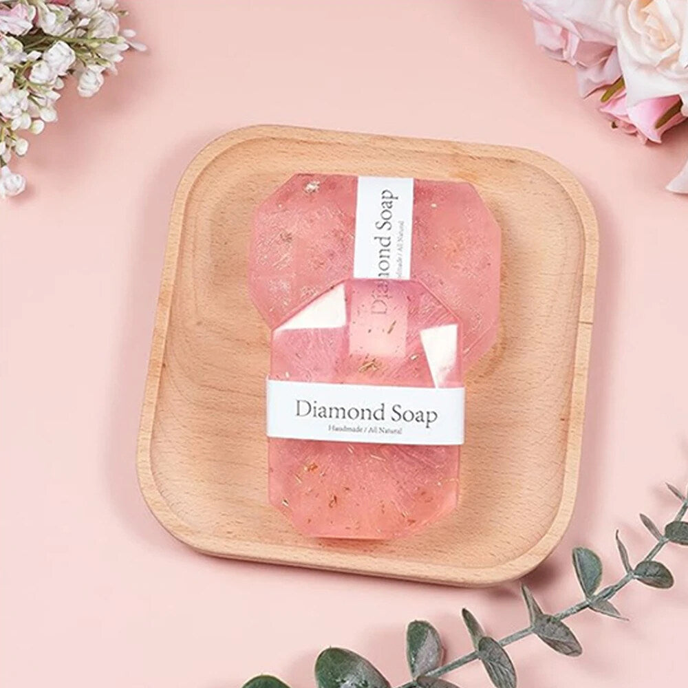 FlowWeek Hyaluronic Acid Diamond Essential Oil Soap Handmade Soap Gem Gold Foil Soap Face Hand Body Cleaning Soap Wedding Gifts