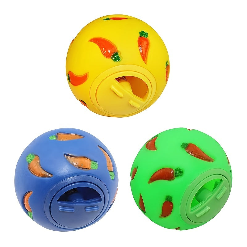 Multi-Color Rabbit Treat Ball • Pet Slow Feeder Interactive Toy Chew-Resistant Treat Dispensing Ball for Rabbits, Ferrets, Kittens, Guinea Pigs & Cats