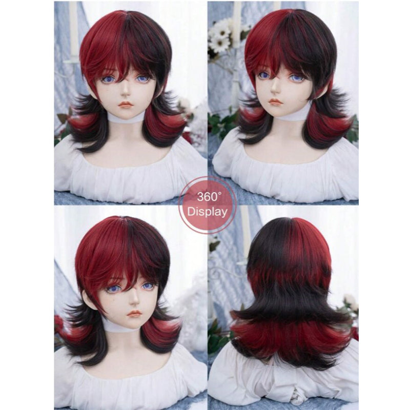 Synthetic heat-resistant wig with bangs multi-color wig, 16 inches, fiber material, fashionable, natural and lifelike