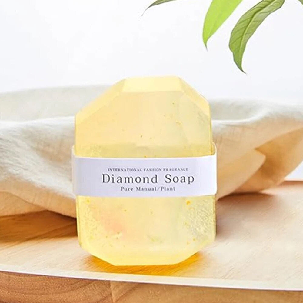 FlowWeek Hyaluronic Acid Diamond Essential Oil Soap Handmade Soap Gem Gold Foil Soap Face Hand Body Cleaning Soap Wedding Gifts