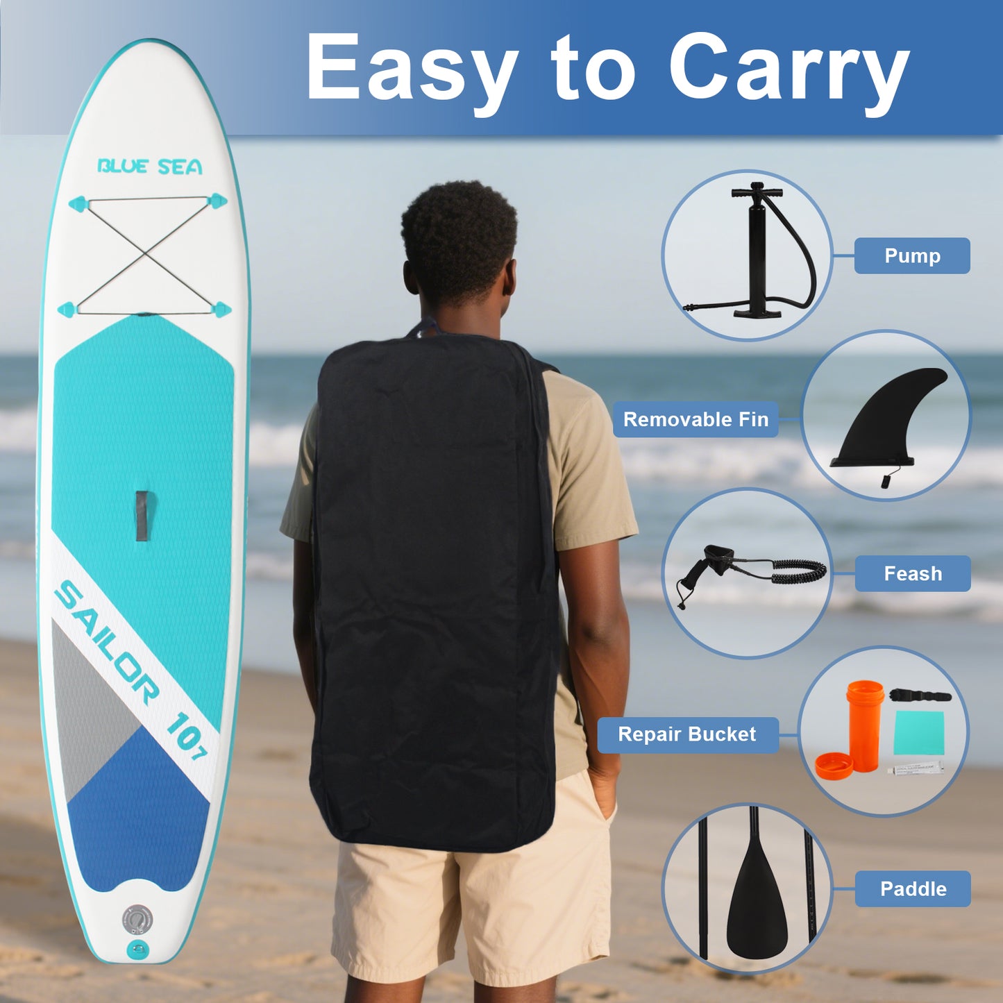 10FT 8IN INFLATABLE STAND UP PADDLE BOARD | ECO PVC NON-SLIP DECK | ADULT SUP BOARD | SURF/YOGA/FISHING PADDLE BOARD