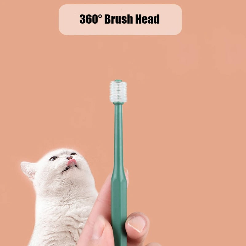 360 Degrees Pet Toothbrush | Cat Dog Teeth Care | Bad Breath & Tartar Removal | Mouth Cleaning Supplies