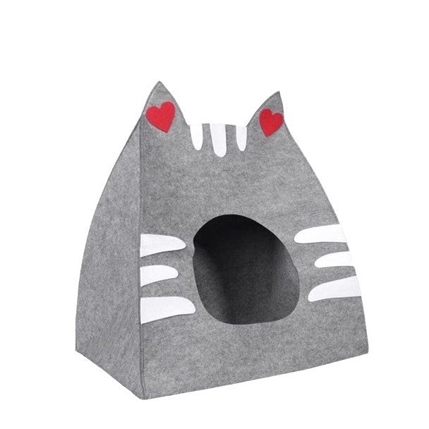 Felt Cartoon Cat-Face Pet Nests | Detachable | Washable | Foldable | For All Seasons