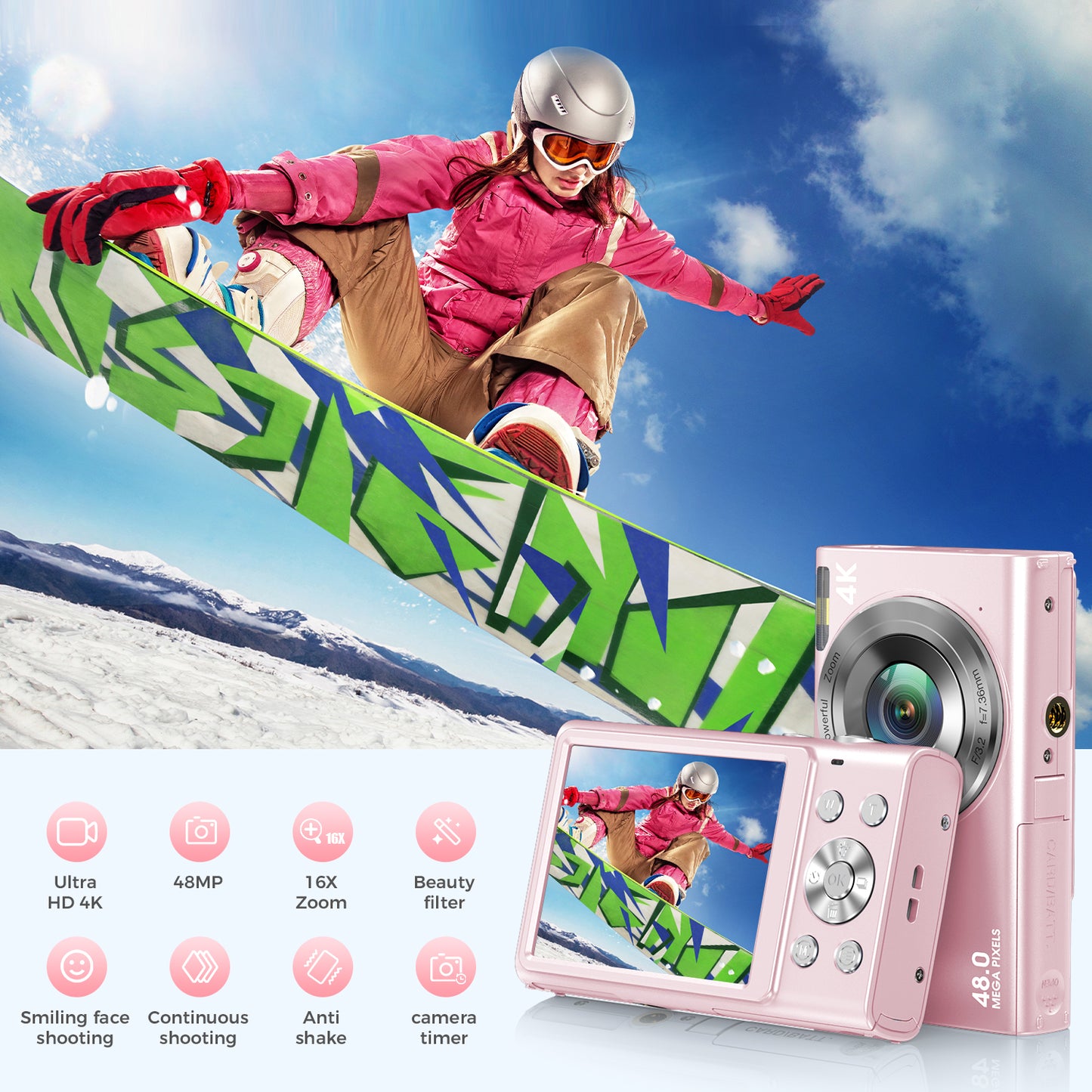 4K Digital Camera Auto Focus Vlog Camera HD 48MP with 2.8 Inch Large Screen Camcorder Camera for Kids Adult Photography