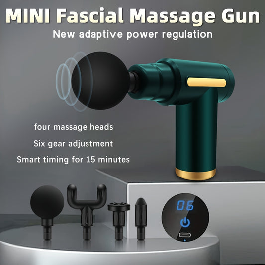 Portable digital fascia gun, convenient electric massager, six-speed adjustable LED display, silent and long-lasting
