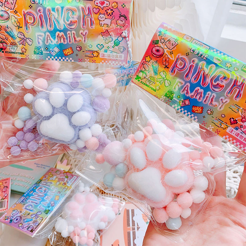 Handmade Fluffy Cat Paw Stress Relief Soft Toy Mochi Slow Rebound New Finger Toy Birthday Party Gift