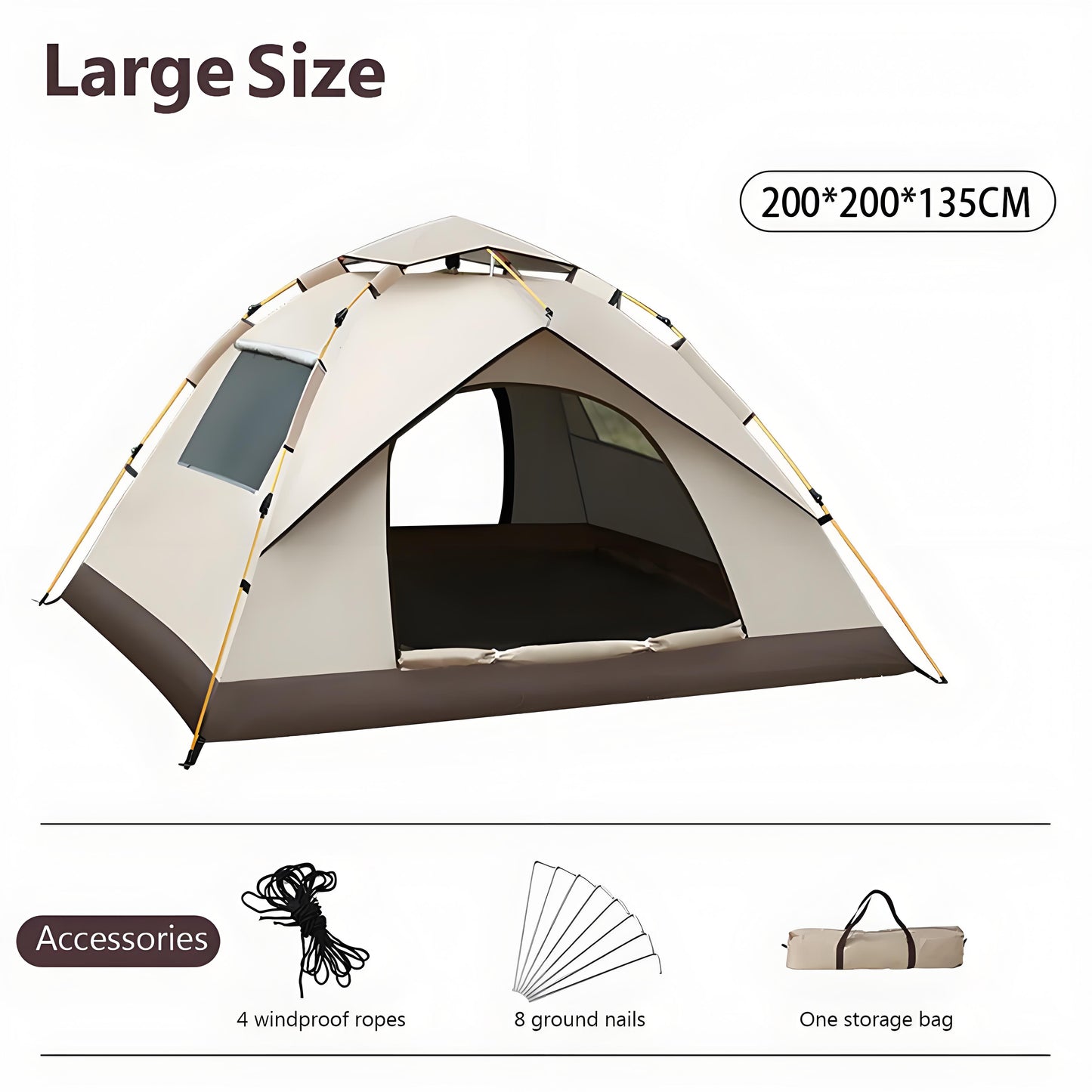 2-4 People Outdoor Folding Tent Quick Automatic Opening Wild Camping Tent Waterproof Sunscreen Portable Tent