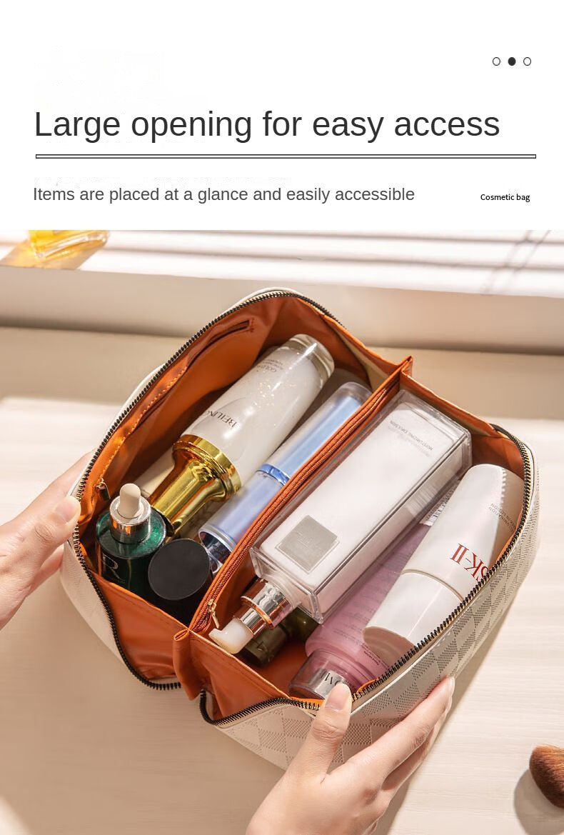 Sac à cosmétiques de voyage de grande capacité, sac à cosmétiques de luxe portable et polyvalent, sac à roulettes en PU