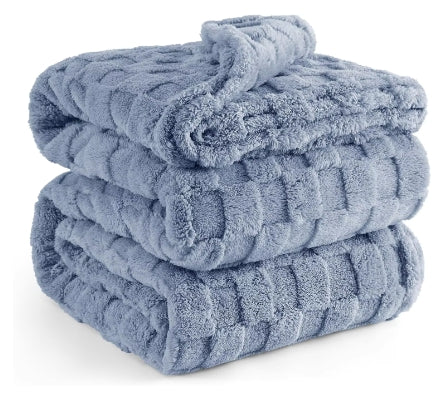 Blue Fleece Sofa Blanket - Super Soft and Cozy Large Blanket for Women, Cute Small Blanket for Girls