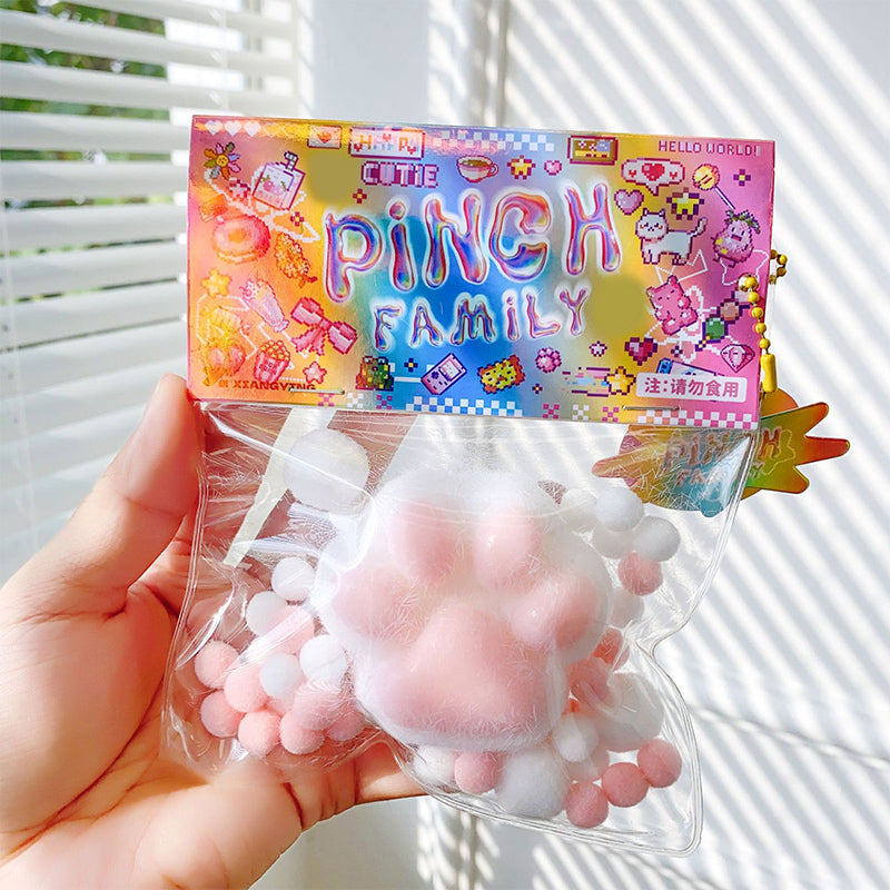 Handmade Fluffy Cat Paw Stress Relief Soft Toy Mochi Slow Rebound New Finger Toy Birthday Party Gift