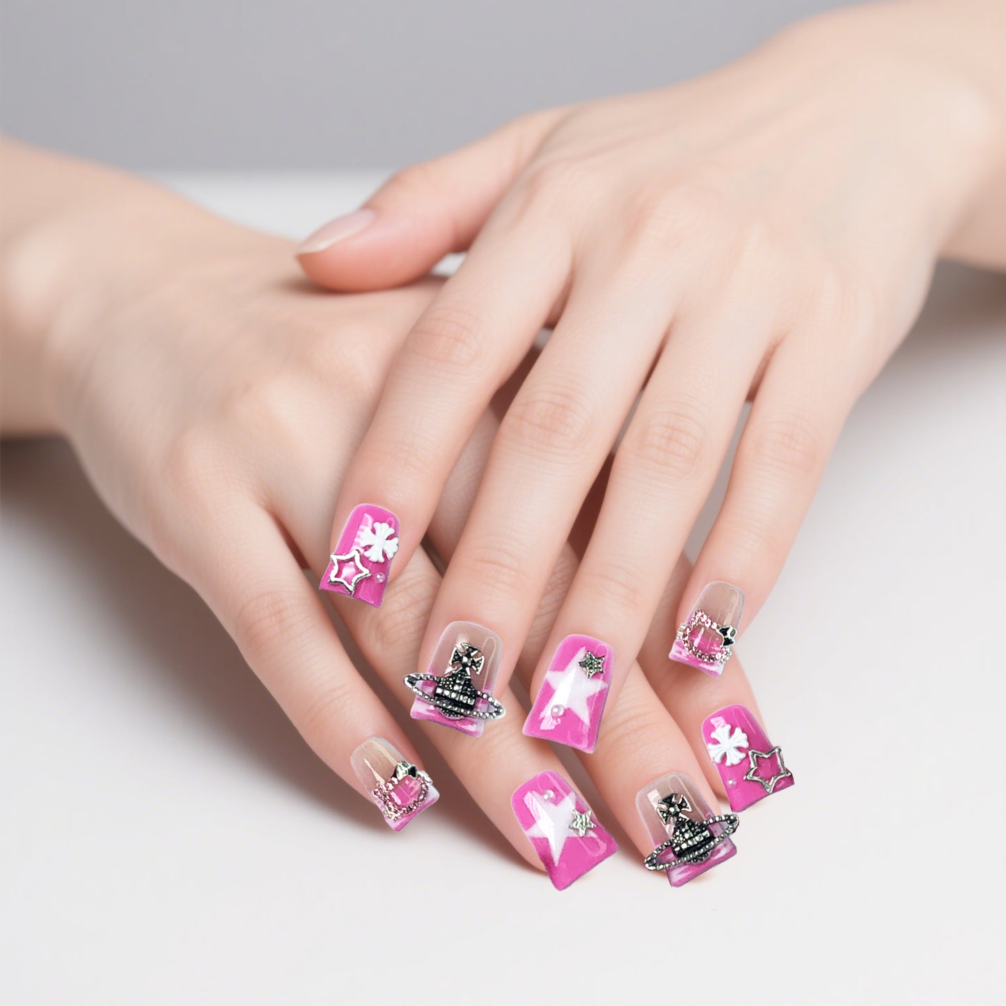 Luxurious gem-studded manicure, noble and elegant, full of aura