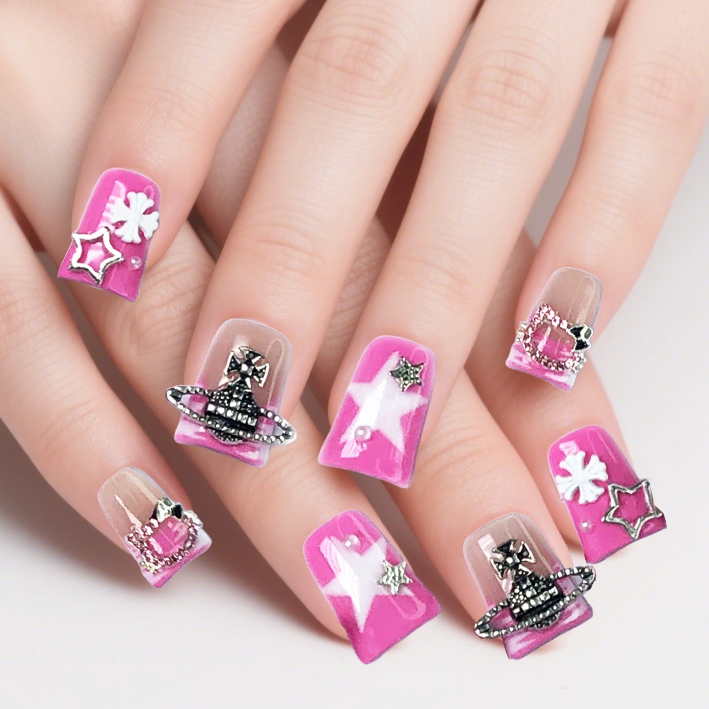 Luxurious gem-studded manicure, noble and elegant, full of aura