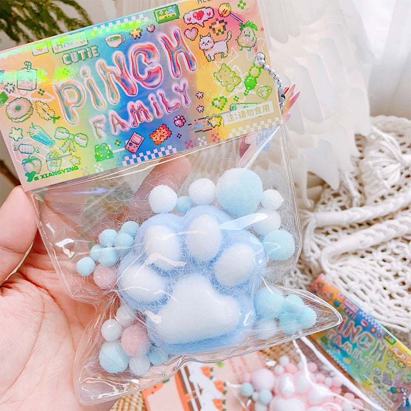 Handmade Fluffy Cat Paw Stress Relief Soft Toy Mochi Slow Rebound New Finger Toy Birthday Party Gift