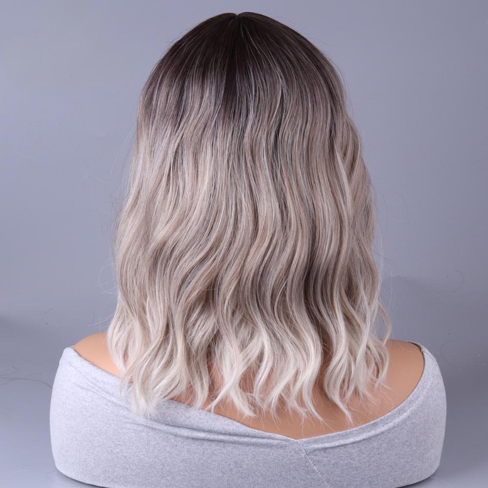 Synthetic wig 2025 New Internet celebrity style with fringe gradually light gray wigs European and American