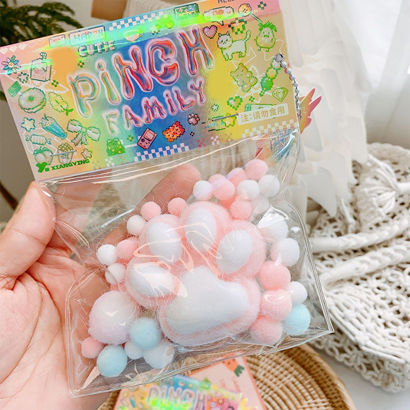 Handmade Fluffy Cat Paw Stress Relief Soft Toy Mochi Slow Rebound New Finger Toy Birthday Party Gift
