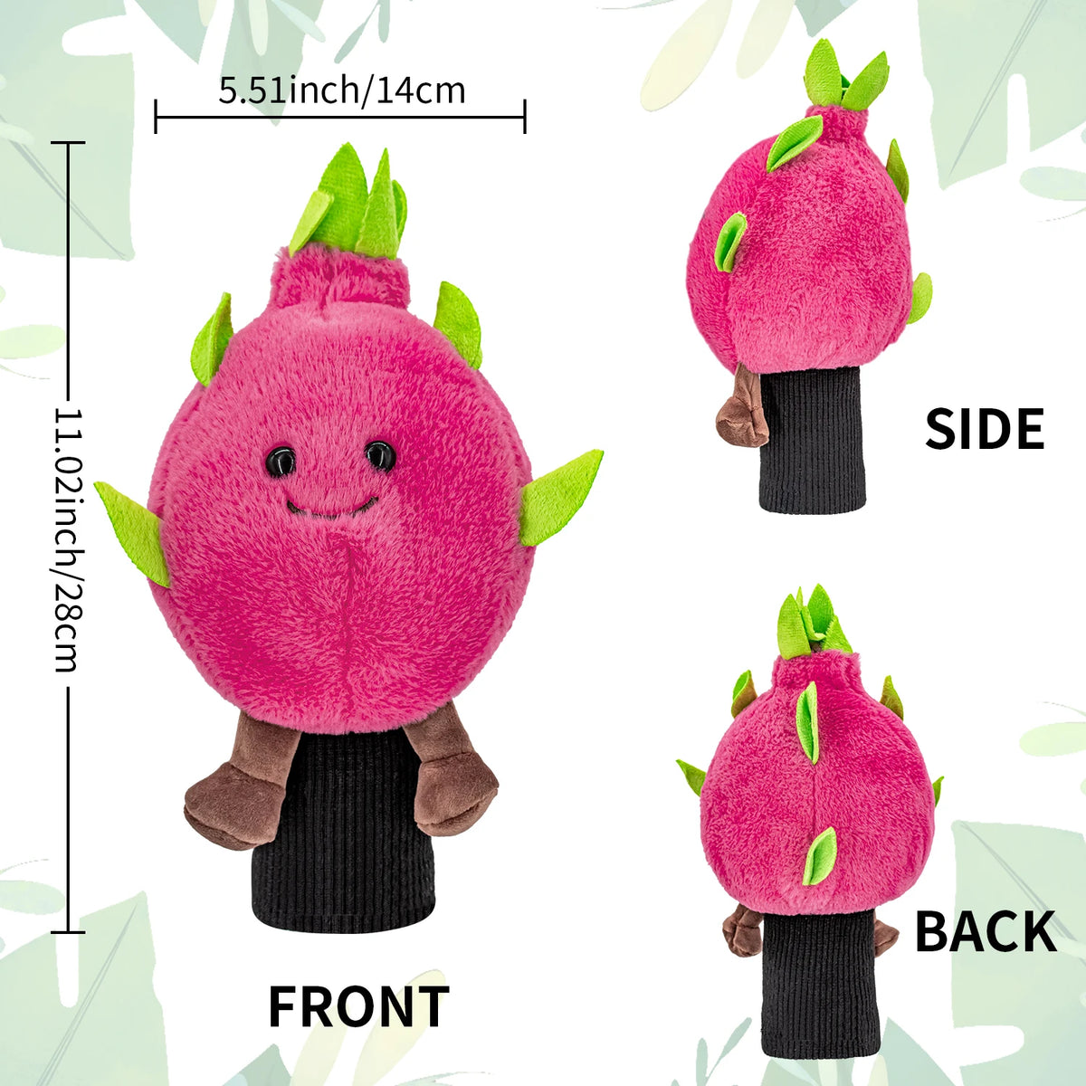 1PC Pitaya Dragon Fruit Plush Golf Wood Headcover Medium Size Cartoon Doll Golf Club Head Cover Protector Golf Accessories