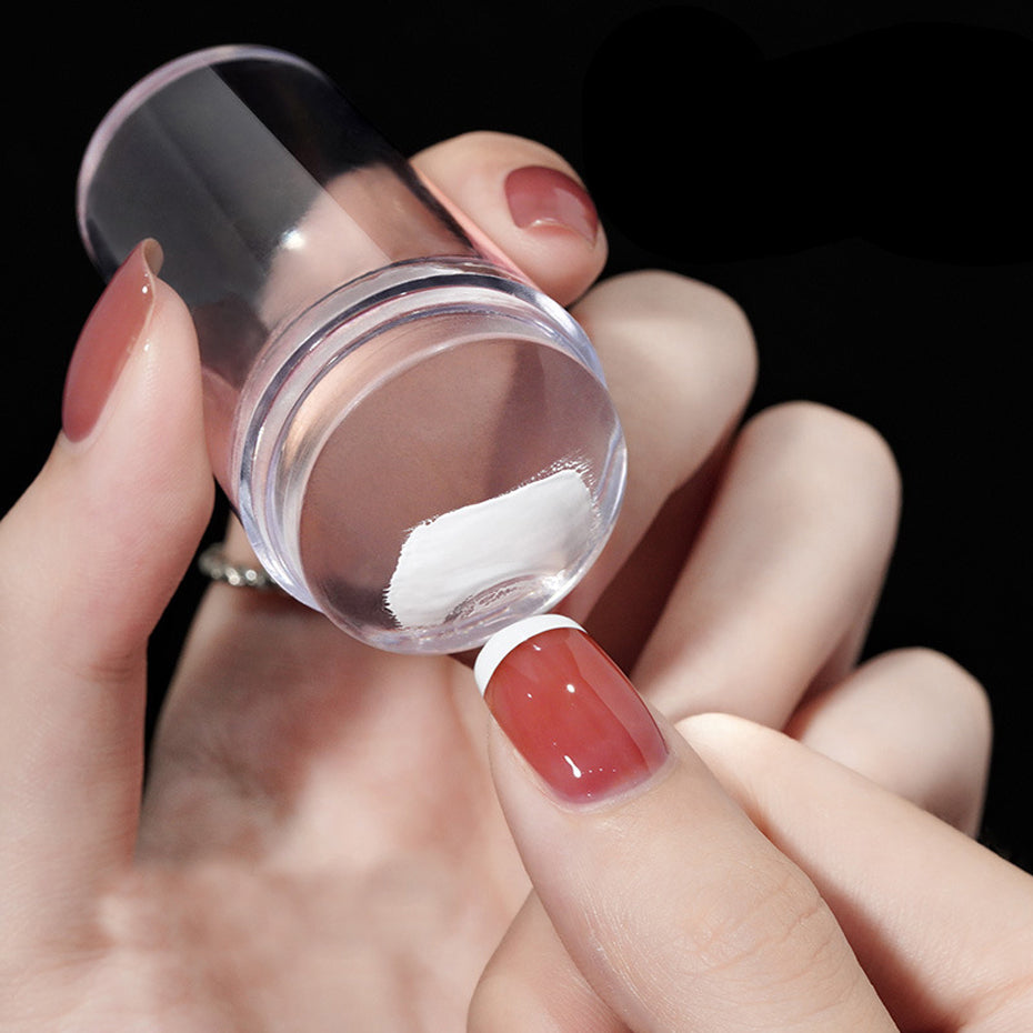 Transparent silicone nail polish stamp, double-sided stamp scraper tool