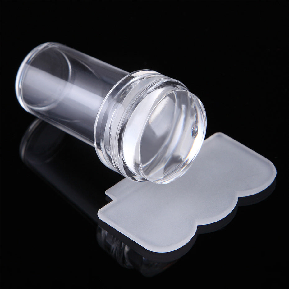 Transparent silicone nail polish stamp, double-sided stamp scraper tool