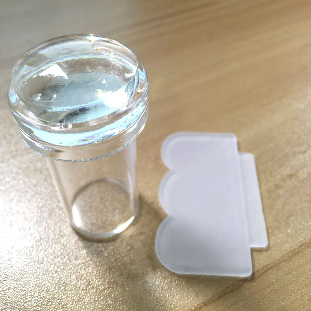 Transparent silicone nail polish stamp, double-sided stamp scraper tool