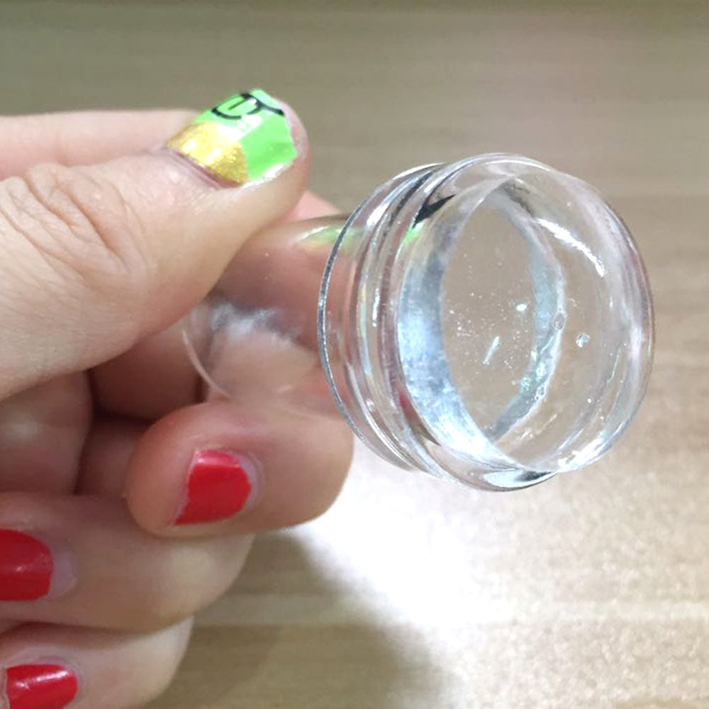 Transparent silicone nail polish stamp, double-sided stamp scraper tool