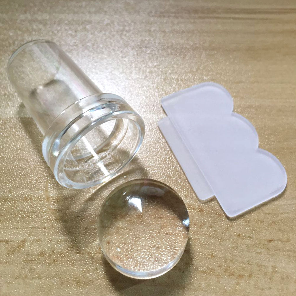 Transparent silicone nail polish stamp, double-sided stamp scraper tool