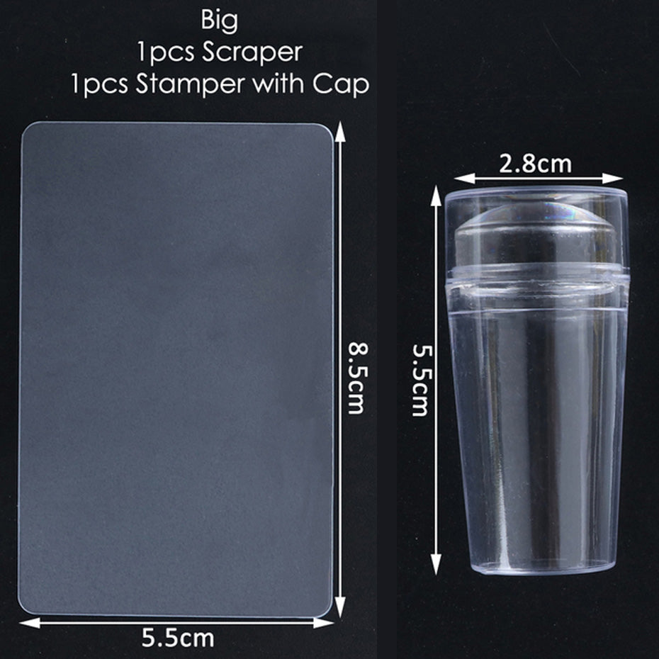 Transparent silicone nail polish stamp, double-sided stamp scraper tool