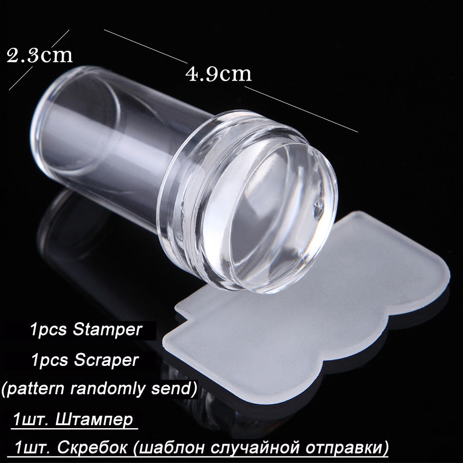 Transparent silicone nail polish stamp, double-sided stamp scraper tool