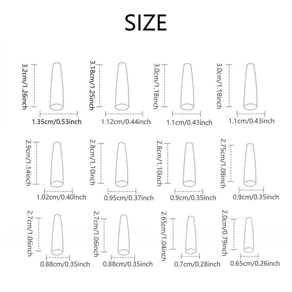 24pcs long ballerina shape French minimalist spice butterfly nails +1 nail glue +1 nail file