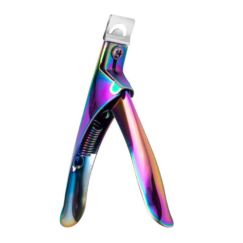 Acrylic Nail Clippers Stainless Steel Rainbow Clippers Scissors U Shape False Tip Trimmer Manicure Tools Straight Scissors 10pcs Magnet