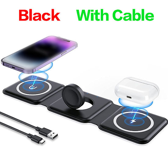 3 in 1 Magnetic Wireless Charger Pad Stand Fast Wireless Charging Dock Station