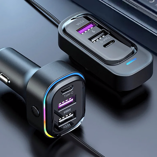 Car Charger Rear Mobile Phone Multifunctional USB Interface Super Fast Charging