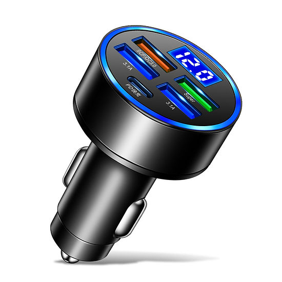 Car Charger Super Fast Charging 6 In 1 Multi-port Digital Display Mobile Charger