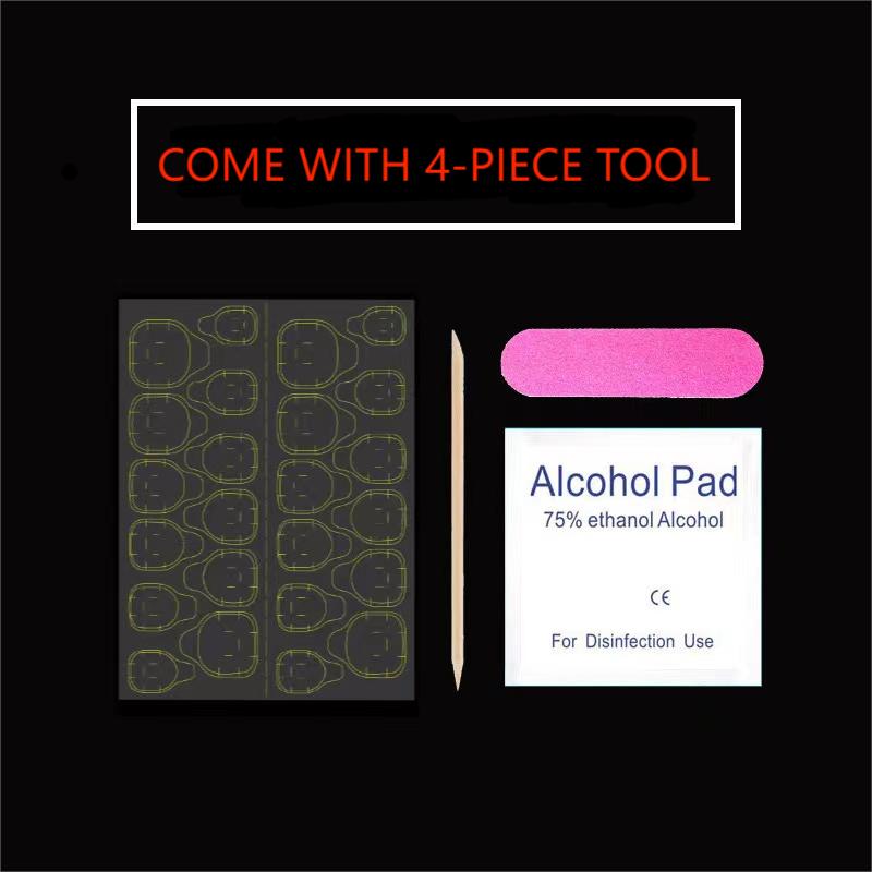 24pcs Fake Nails Short Square Valentine's Day Wearing Armor with Rainbow Heart Design French Press on Nail Faux Fingernails