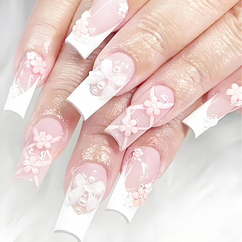 Black butterfly nail art Pearl gradient wear nail Almond press-on nails