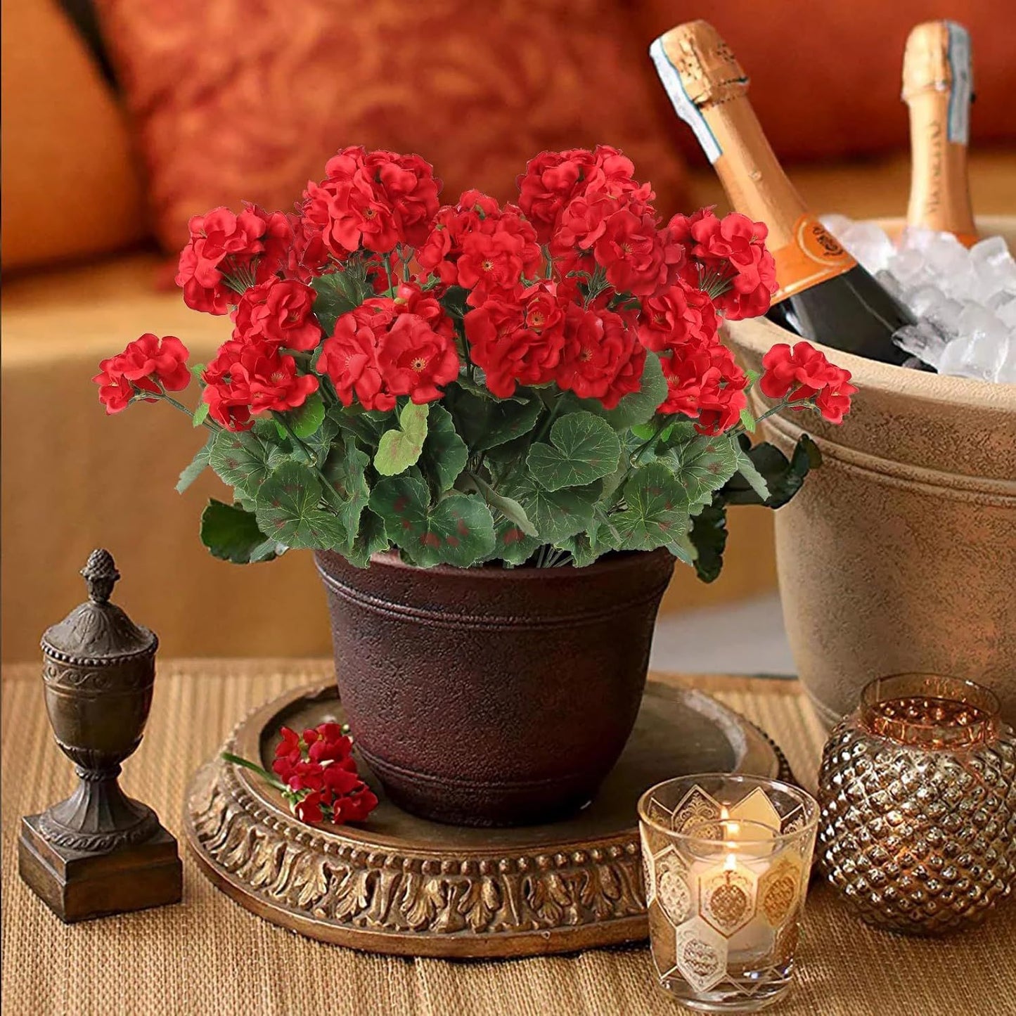 2/5pcs Artificial Flowers Silk Begonia Flowers Outdoor Garden Arch Decoration