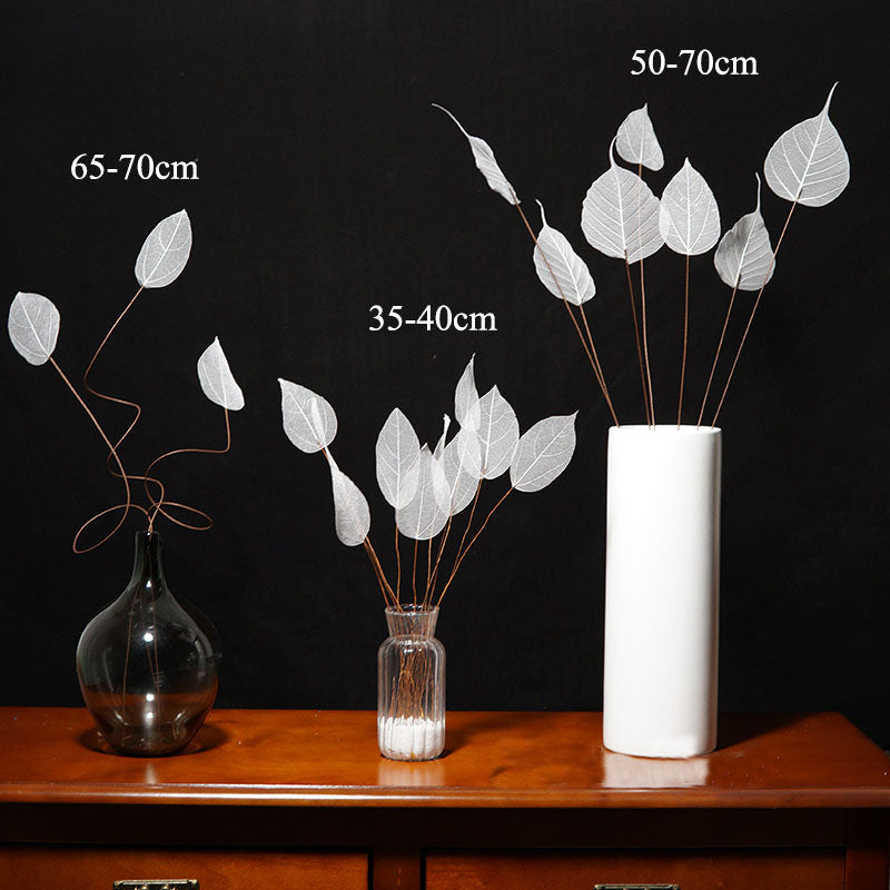 Home Decoration Lucency Leaves Natural Leaf Vein Immortal Artificial Flowers Wedding Table Decoration Wire Stem