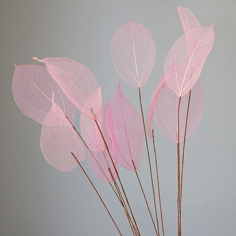 Home Decoration Lucency Leaves Natural Leaf Vein Immortal Artificial Flowers Wedding Table Decoration Wire Stem