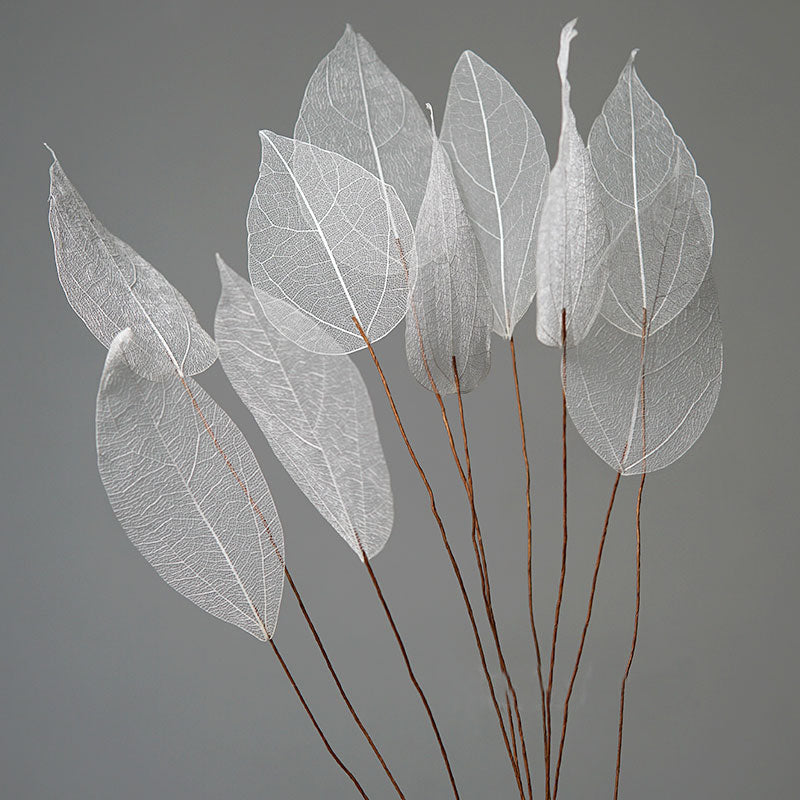 Home Decoration Lucency Leaves Natural Leaf Vein Immortal Artificial Flowers Wedding Table Decoration Wire Stem