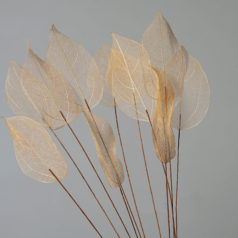 Home Decoration Lucency Leaves Natural Leaf Vein Immortal Artificial Flowers Wedding Table Decoration Wire Stem