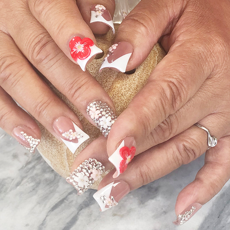 Spring House Flower Gradient Manicure, soft and beautiful, as if you are in the rain of flowers