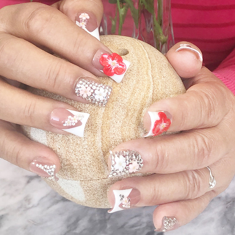 Spring House Flower Gradient Manicure, soft and beautiful, as if you are in the rain of flowers