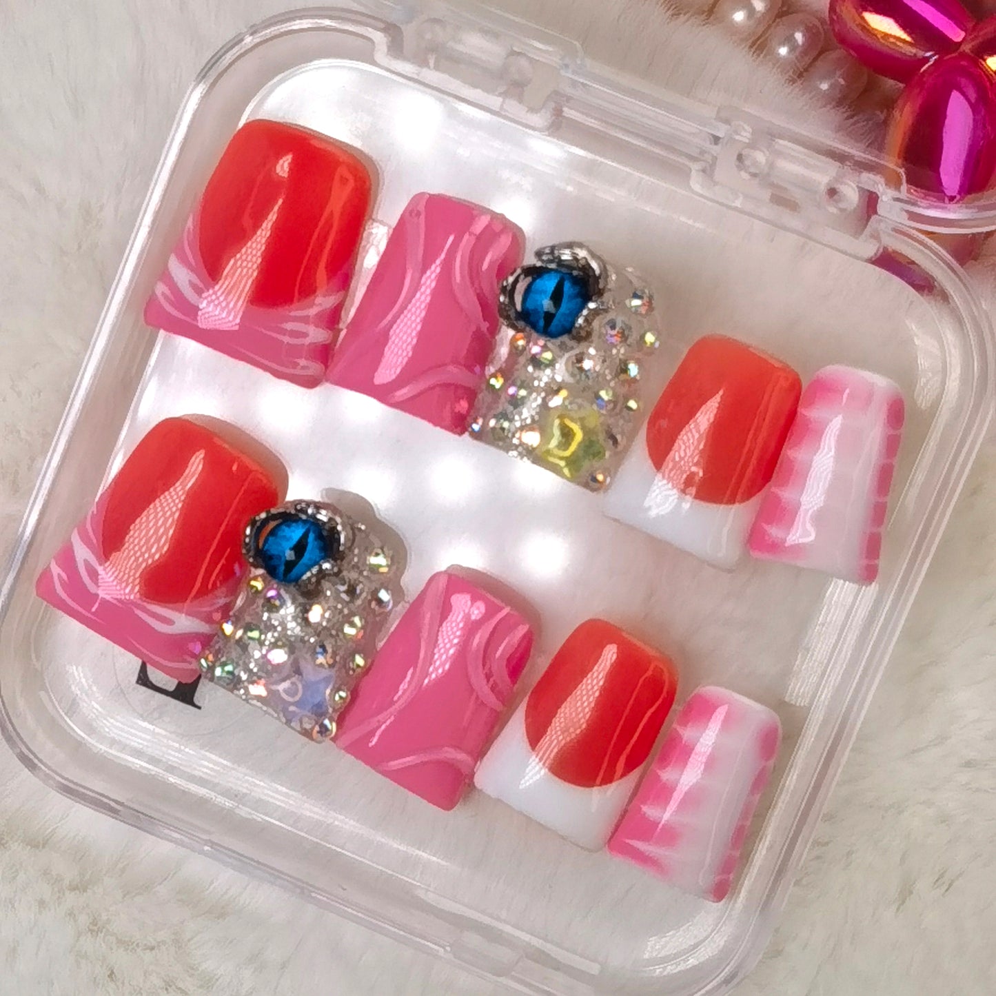 Pink Elegant Shiny Short Wearable Handmade Manicure Removable Nail Patches
