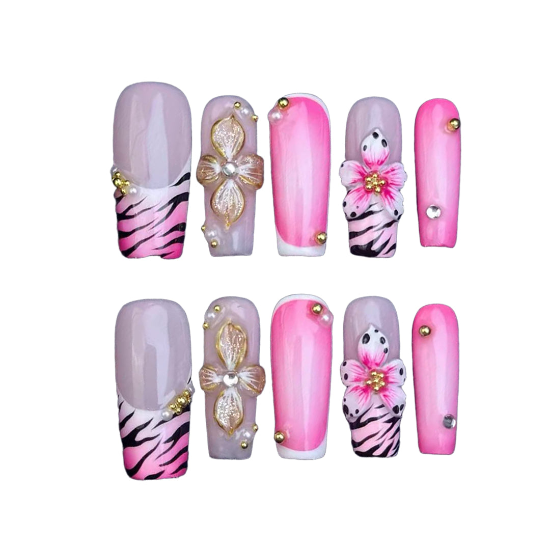 European & American Pure Handmade Wearable Nails Fantasy Angel Hand-Crafted 3D Flower Wearable Nail Art Nail Tips