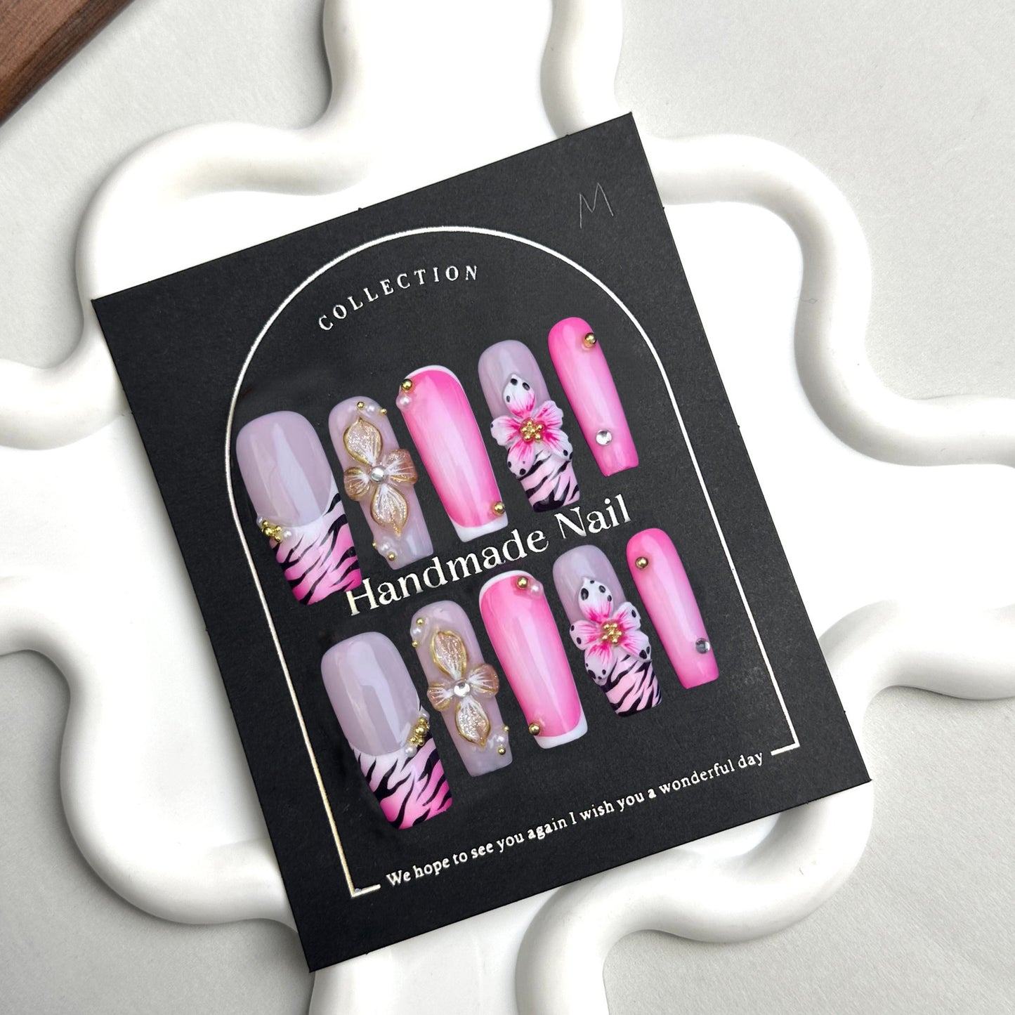 European & American Pure Handmade Wearable Nails Fantasy Angel Hand-Crafted 3D Flower Wearable Nail Art Nail Tips