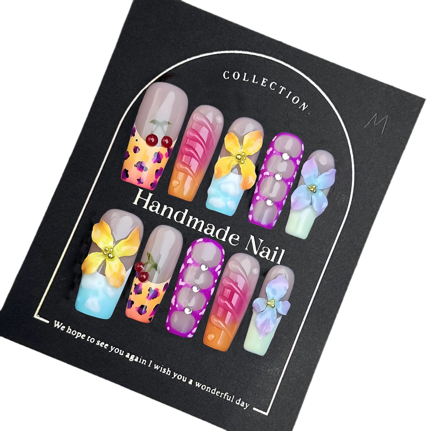 Handmade Nail Art European and American 3D Carved Nail Art French Tips Brightening Autumn Winter Small Butterfly Handmade Wearable Nails